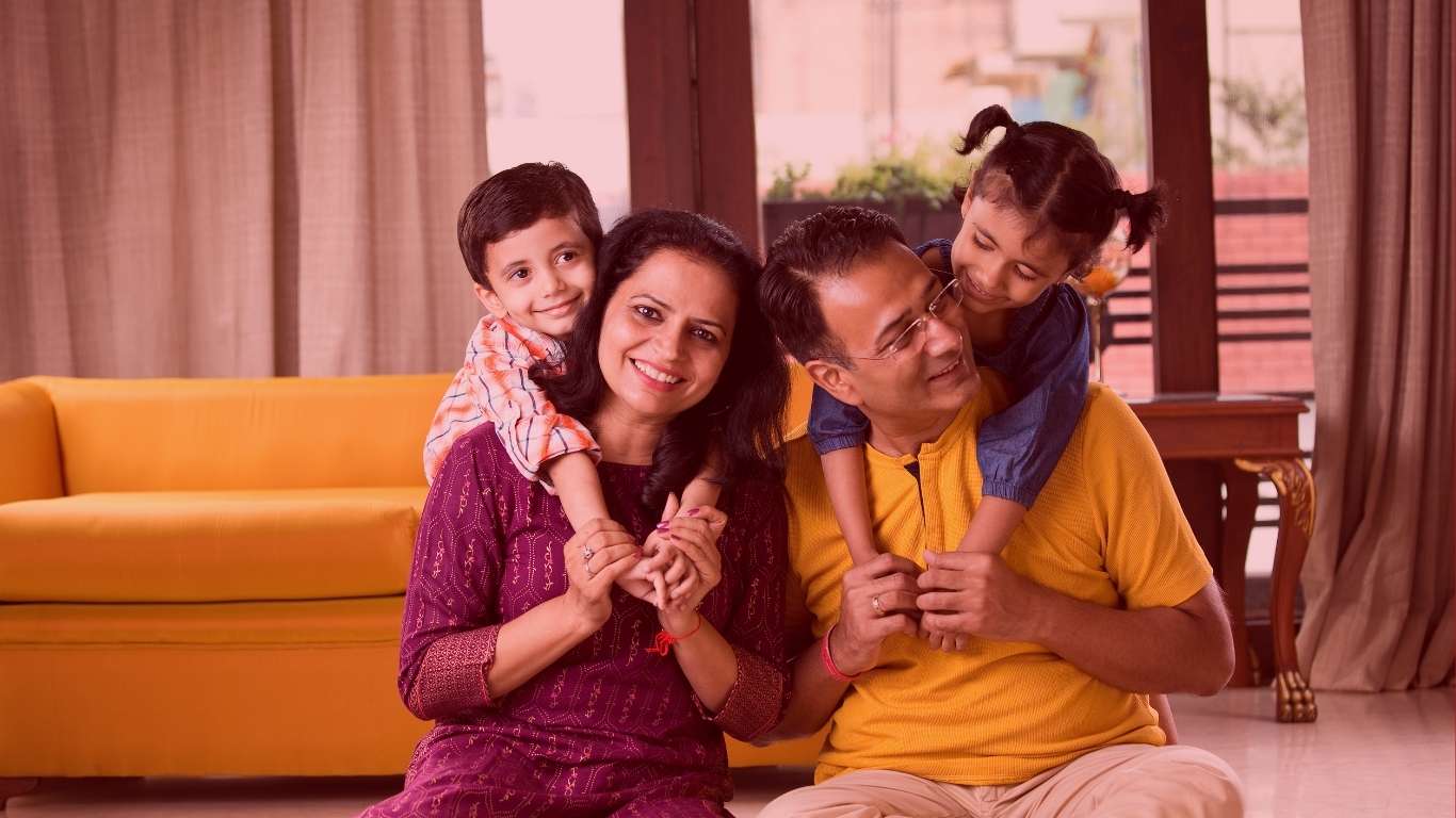The Mehra family in their new home after a successful local shifting in Mumbai with Shiftraa